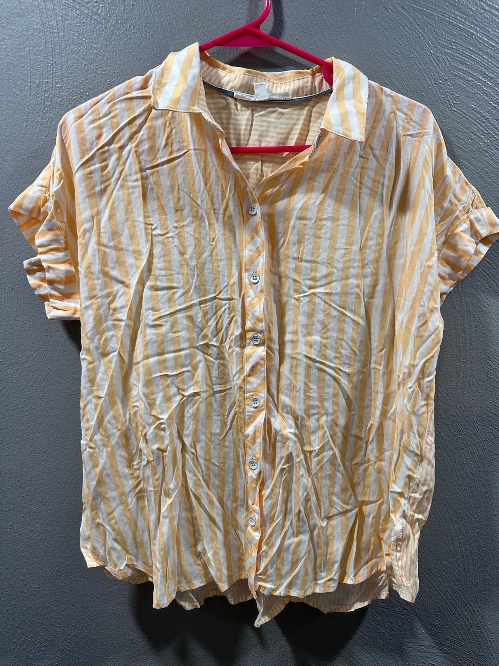 Women's Orange Stripe Button-Front Shirt